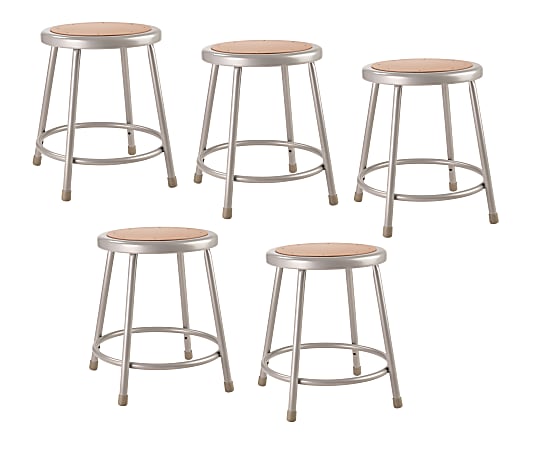 National Public Seating Hardboard Task Stool 18"H, Gray Seat/Gray Frame, Set of 5