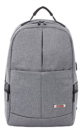 Swiss Mobility Sterling Slim Business Backpack With 15.6" Laptop Pocket, Gray