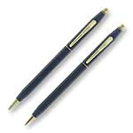 Cross® Classic™ Century Pen/Pencil Set, Medium Point Pen/Fine Point Pencil, Blue Barrel/23K Gold-Plated Appointments