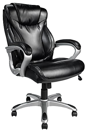 Realspace® EC620 Bonded Leather High-Back Executive Chair, Black