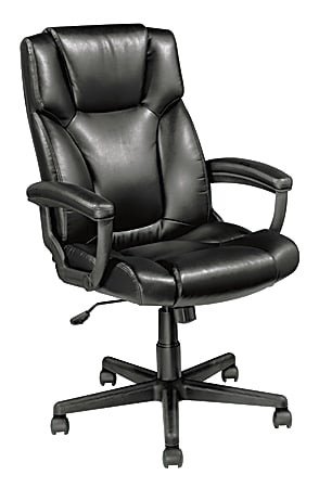 Realspace® Breckland Executive Bonded Leather High-Back Chair, Black