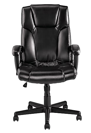 Realspace® Breckland Executive Bonded Leather High-Back Chair, Black