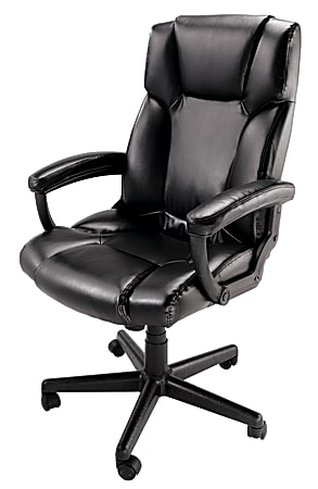 Realspace® Breckland Executive Bonded Leather High-Back Chair, Black