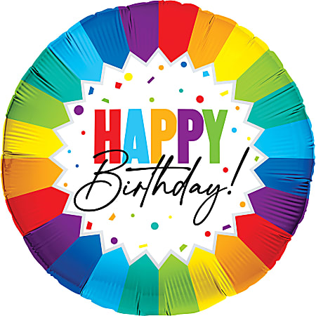 Amscan Birthday Foil Balloon, Circle, 18", Bright Colors