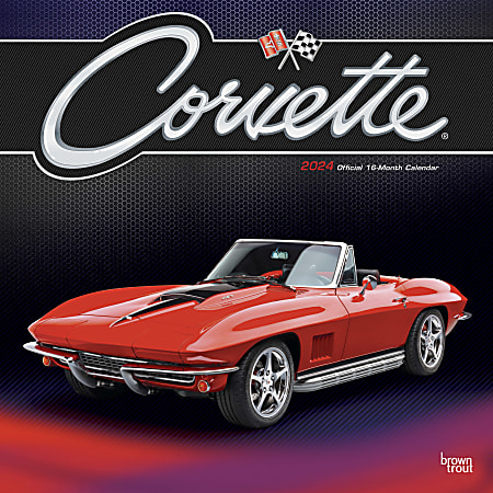 2024 BrownTrout Monthly Square Wall Calendar, 12" x 12", Corvette, January to December