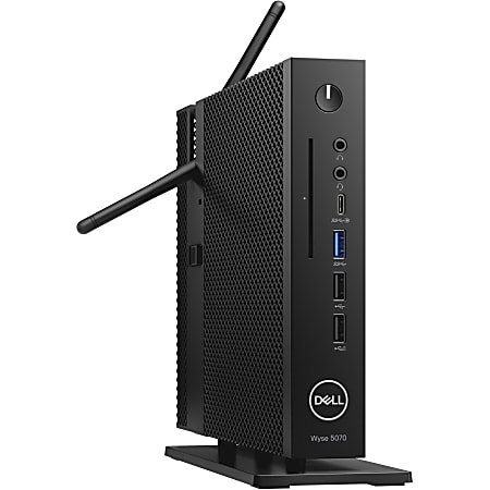 Wyse 5000 5070 Thin ClientIntel Pentium Silver J5005 (4 Core) 1.50 GHz - Intel Chip - 8 GB RAM DDR4 SDRAM - 256 GB SSD - Gigabit Ethernet - Windows 10 64-bit (English/French) - DisplayPort - Network (RJ-45) - 10 Total USB Port(s)