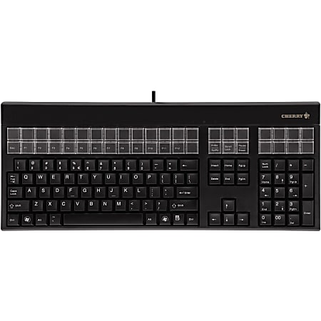 CHERRY LPOS QWERTY Keyboard - 131 Keys - QWERTY Layout - 42 Relegendable Keys - USB - Black