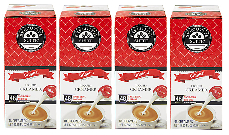 Executive Suite® Liquid Coffee Creamer, Original Flavor, 0.38 Oz Single Serve, Case Of 192, 4 x 48 Per Pack