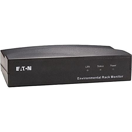 Eaton Environmental Rack Monitor Black 2 Mb Static RAM 2 Mb Flash ROM 2 asynchronous serial ports 10/100 TX RJ-45 jack connector 0°C -40°C operating temp 50/60 Hz Two Asynchronous serial ports 120 Vac 6.0 Watts Maximum 2 pins