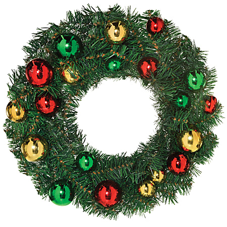 Amscan 244195 Christmas Deluxe Bulb Wreath With Artificial Greenery, Green