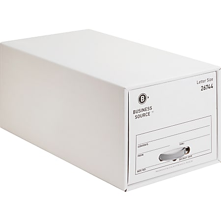 Business Source Stackable Storage File Drawer, Letter Size, 12 1/4" x 23 1/2" x 10 1/4" , White, 6 Box