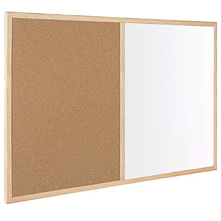 MasterVision® Combination Cork/Dry-Erase Board, 24" x 36", Oak, Wood Frame
