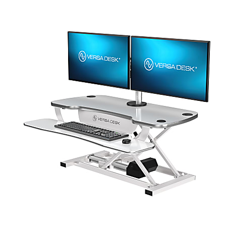VersaDesk PowerPro Sit-To-Stand Height-Adjustable Electric Desk Converter, 36"W x 24"D, White
