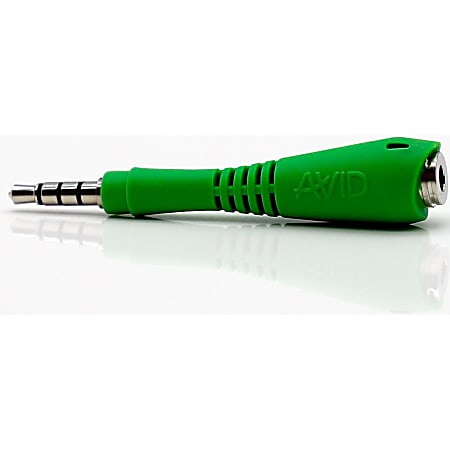 AVID Fishbone Flexible TRRS Adapter with 3.5mm Pin and Jack - 1 Pack - Mini-phone Male Audio - Mini-phone Female Audio - Green