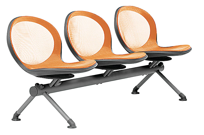 OFM Net Series Beam Seating, NB-3, 3 Seats, 30"H x 83"W x 24 3/4"D, Orange/Gray