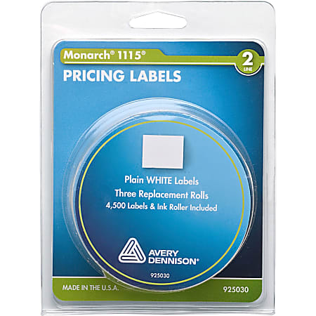 Monarch Model 1115/Alpha Pricemarker Labels - 4 7/64" Width x 3 9/64" Length - White - 3 / Roll - 3 / Pack