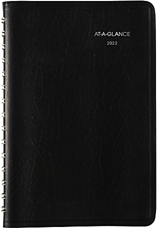 AT-A-GLANCE® DayMinder Daily Appointment Book, 5" x 8", Black, January To December 2022, SK4400