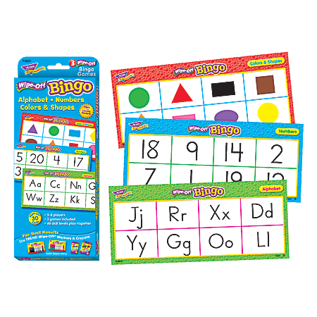 TREND Wipe-Off Bingo Set, Alphabet, Numbers, Colors And Shapes