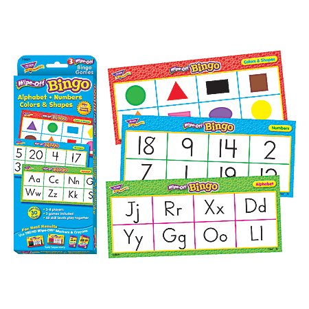 TREND Wipe-Off Bingo Set, Alphabet, Numbers, Colors And