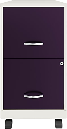 Realspace® SOHO Smart 18"D Vertical 2-Drawer Mobile File Cabinet, White/Purple