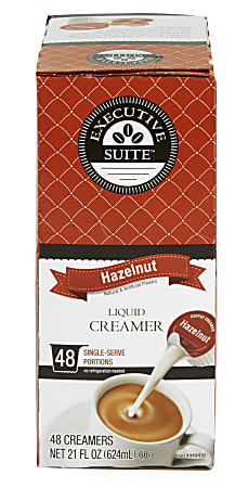 Executive Suite® Liquid Coffee Creamer, Hazelnut Flavor, 0.38 Oz Single Serve, Box Of 48