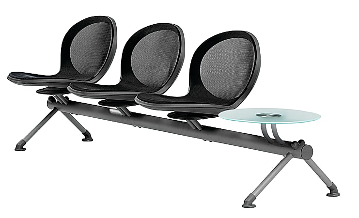 OFM Net Series Beam Seating, NB-4G, 3 Seats, 1 Table, 30"H x 109"W x 24 3/4"D, Black/Gray