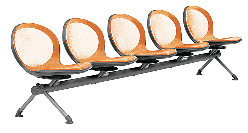 OFM Net Series Beam Seating, NB-5, 5 Seats, 30"H x 126"W x 24 3/4"D, Orange/Gray