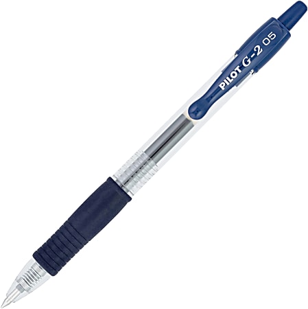 Pilot G2 Gel Pen, Extra Fine Point, 0.5 mm, Clear Barrel, Navy Ink