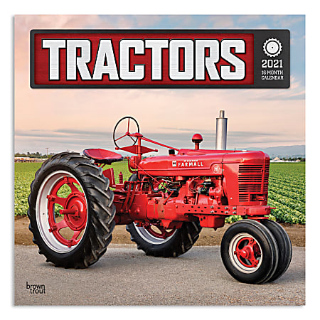 Brown Trout Auto Monthly Wall Calendar, 12" x 12", Tractors, January To December 2021