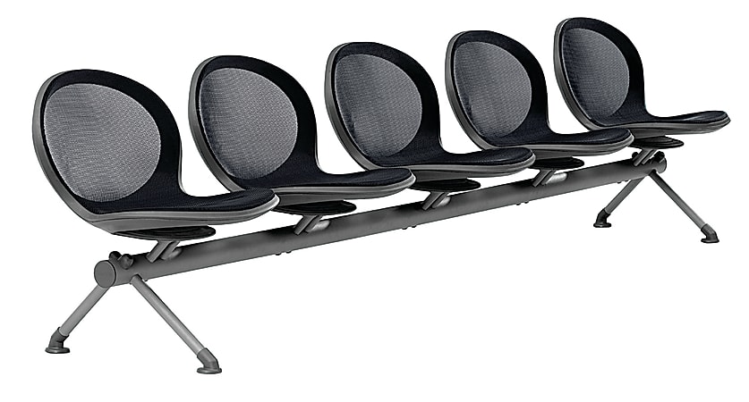 OFM Net Series Beam Seating, NB-5, 5 Seats, 30"H x 126"W x 24 3/4"D, Black/Gray