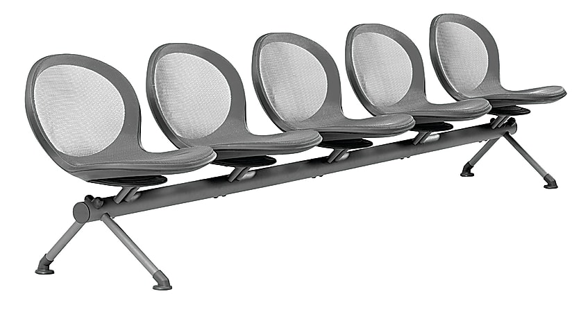 OFM Net Series Beam Seating, NB-5, 5 Seats, 30"H x 126"W x 24 3/4"D, Gray