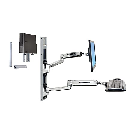Ergotron LX Sit-Stand Wall Mount System With CPU Holder, Black/Silver, 45-359-026