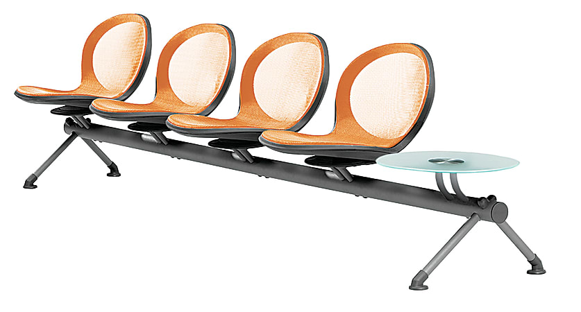 OFM Net Series Beam Seating, NB-5G, 4 Seats, 1 Table, 30"H x 126"W x 24 3/4"D, Orange/Gray