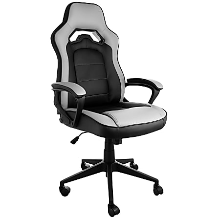 Elama Faux Leather High-Back Adjustable Office Chair, Gray/Black