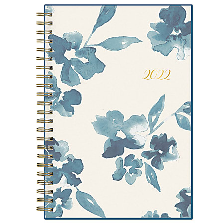 Blue Sky™ Frosted Weekly/Monthly Safety Wirebound Planner, 5" x 8", Bakah Blue, January To December 2022, 137260-22