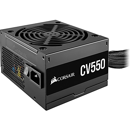 Corsair CV Series CV550 - 550 Watt 80 Plus Bronze Certified PSU - Internal - 120 V AC, 230 V AC Input - 3.3 V DC @ 24 A, 5 V DC @ 20 A, 12 V DC @ 44 A, 12 V DC @ 300 mA, 5 V DC @ 3 A Output - 550 W - 1 Fan(s) - 88% Efficiency