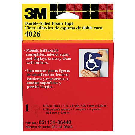 Scotch® Permanent Double-Sided Foam Tape, 1" x 216"
