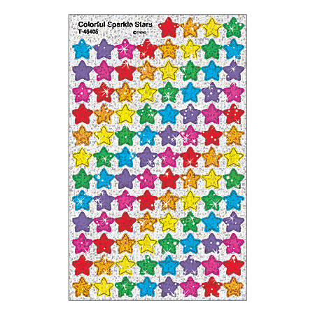 TREND SuperShapes Stickers, Colorful Sparkle Stars, 1/2",