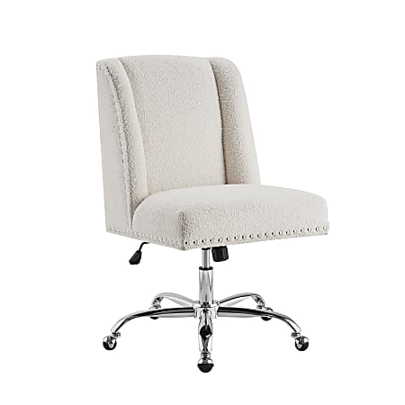 Linon Cooper Mid-Back Home Office Chair, Chrome/Sherpa