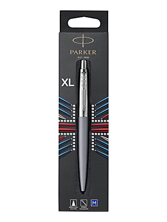 Parker Jotter XL Ballpoint Pen, Alexandra Matte Grey, Chrome Trim, Medium Point, Blue Ink