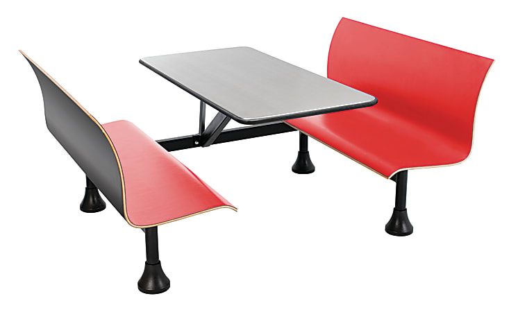 OFM Retro Bench, 24" x 48" Tabletop, 39 1/2"H x 68"W x 48"D, Red Bench/Black Frame