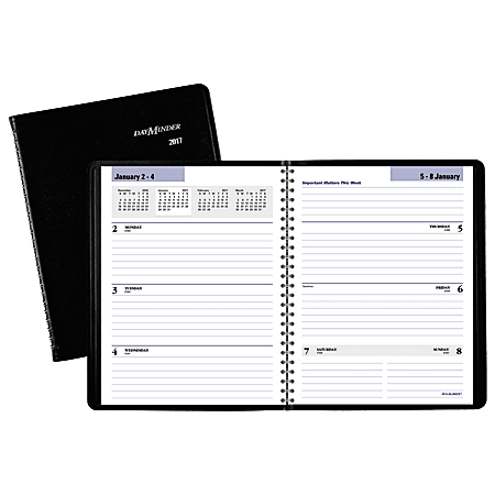 AT-A-GLANCE® DayMinder® Weekly Appointment Book, 6 7/8" x 8 3/4", 30% Recycled, Assorted Colors (No Choice), January to December 2017