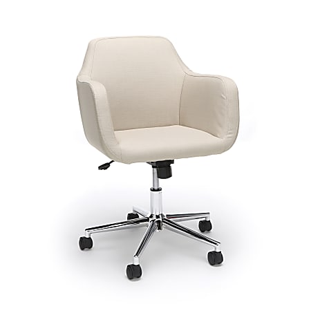 Essentials By OFM Upholstered Mid-Back Home Office Chair, Tan/Chrome