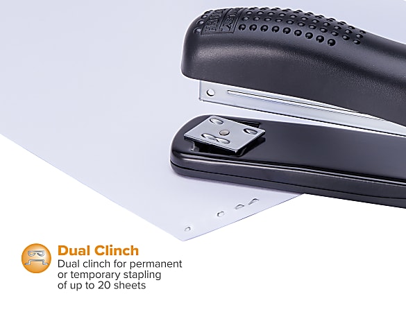 Ergonomic Desktop Stapler, 20-Sheet Capacity, Black