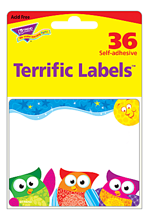 TREND Terrific Labels™, 2-1/2" x 3", Owl-Stars!®, Pack Of 36