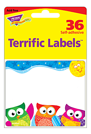 TREND Terrific Labels 2 12 x 3 Owl Stars Pack Of 36 - Office ...