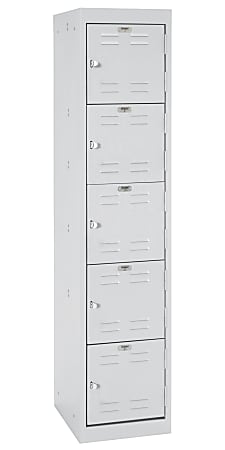 Sandusky® Five Tier Steel Storage Locker, 66"H x 15"W x 18"D, Dove Gray