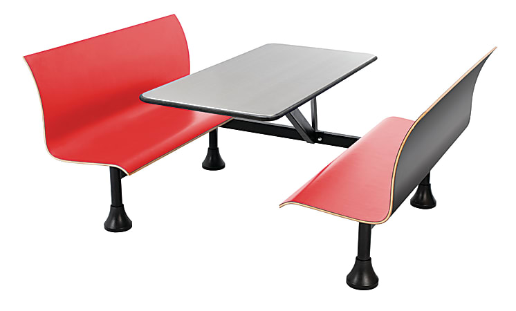 OFM Retro Bench, 30" x 48" Tabletop, 39 1/2"H x 68"W x 48"D, Red Bench/Black Frame