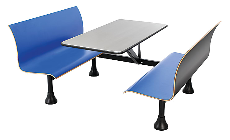 OFM Retro Bench, 30" x 48" Tabletop, 39 1/2"H x 68"W x 48"D, Blue Bench/Black Frame