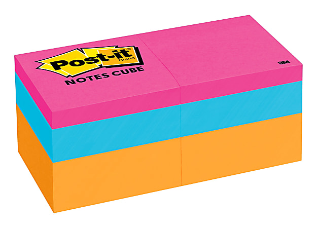 Post-it Notes Cube, 1 7/8 in x 1 7/8 in, assorted colors, 2 Cubes 400 sheets/cube